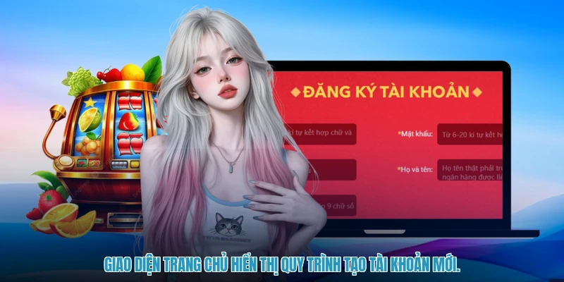 Giao diện trang chủ hiển thị quy trình tạo tài khoản mới.